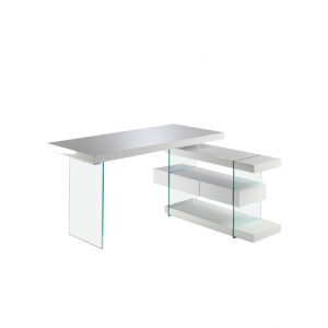 mesa de madeira branca com vidro